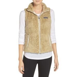 PATAGONIA Los Gatos Vest Sherpa Fleece Full-Zipper Stand-Up Collar Beige Size M